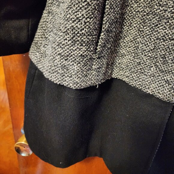 Women's Large INC International Concepts Black/White Wool Blend Coat - Picture 7 of 10